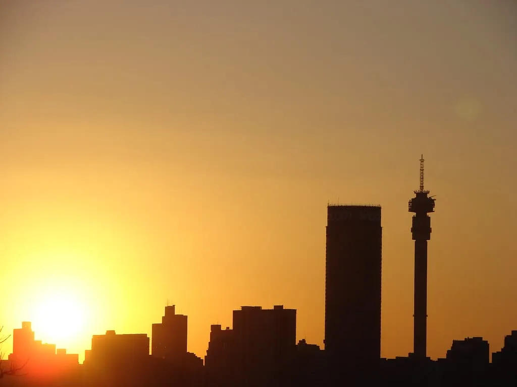 Johannesburg skyline at sunset