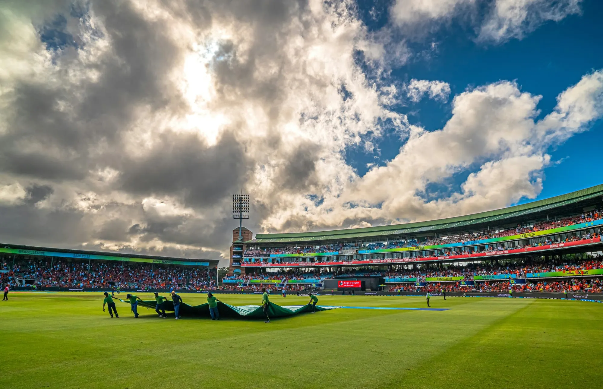 St George's Park in Gqeberha under dramatic clouds